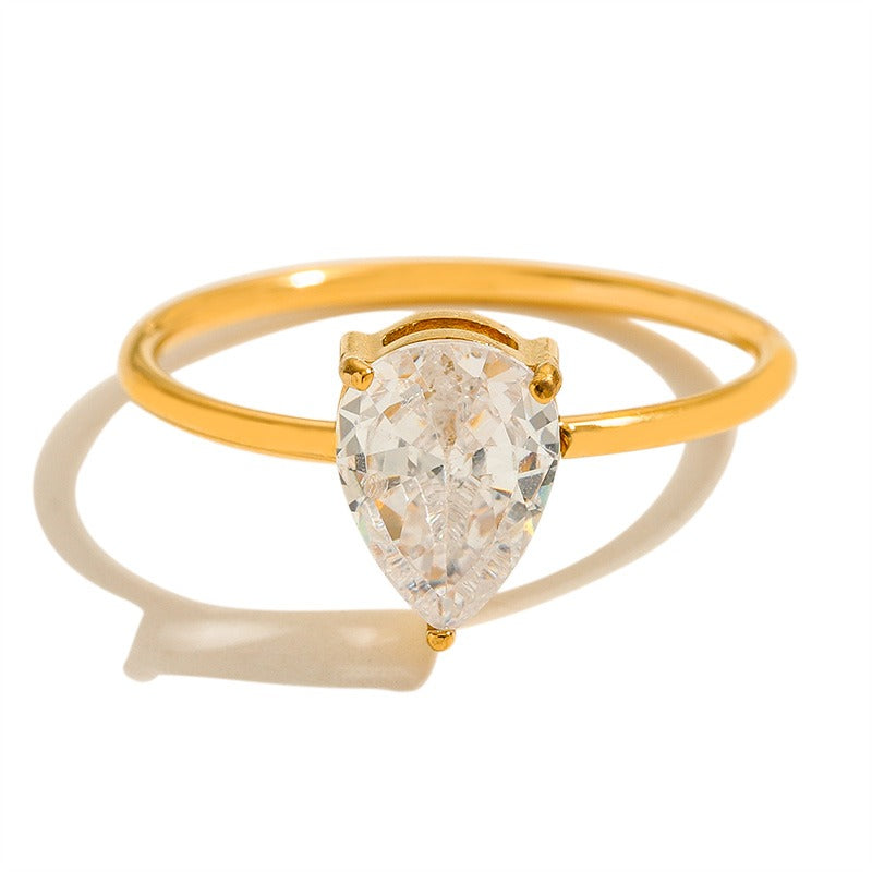 Elegent Minimalist Gold-Plated Crystel Rings Set