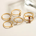 Elegent Minimalist Gold-Plated Crystel Rings Set