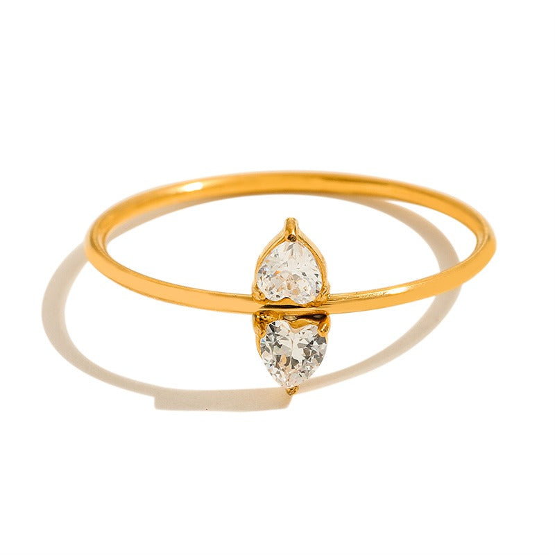 Elegent Minimalist Gold-Plated Crystel Rings Set