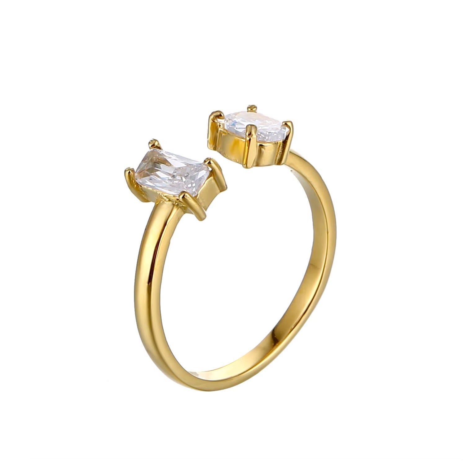 Elegent Minimalist Gold-Plated Crystel Rings Set