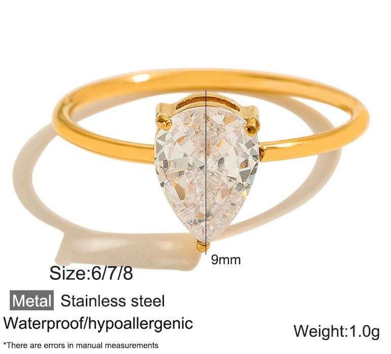 Elegent Minimalist Gold-Plated Crystel Rings Set